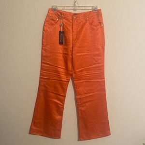 PLATINI JEANS Women's Ghacham Cougar Wide Leg Pants Silk-look Size 32